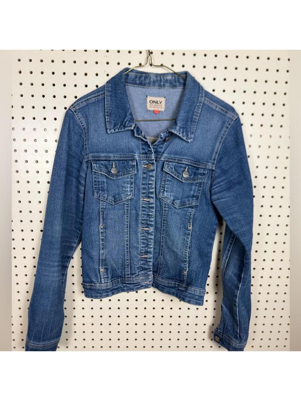 Only Classic Blue Denim Jacket with Button Front sz small or euro sz 36